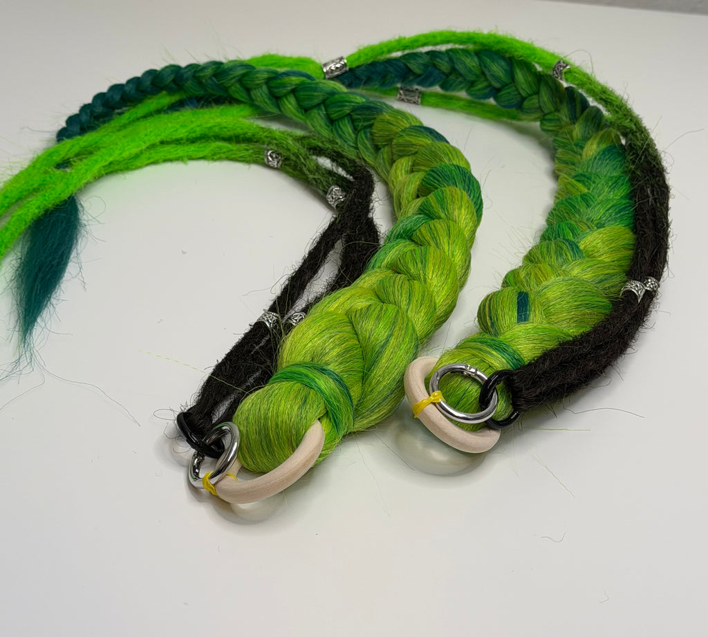 100% Handmade Playa Hairfall: No-MOOP Burning Man Braids & Dreadlock Extensions Green 1