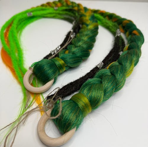 100% Handmade Playa Hairfall: No-MOOP Burning Man Braids & Dreadlock Extensions Green 3