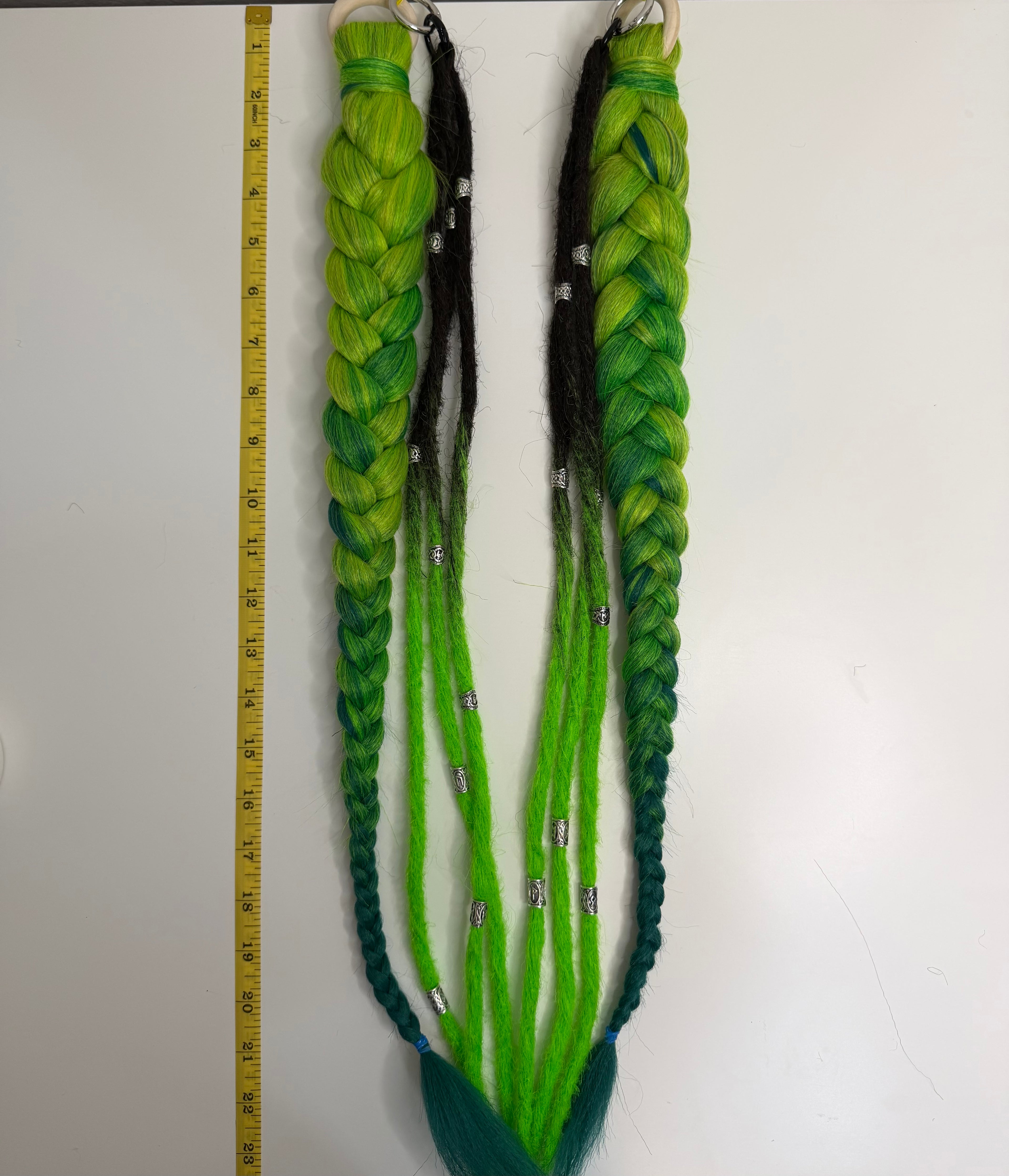 100% Handmade Playa Hairfall: No-MOOP Burning Man Braids & Dreadlock Extensions Green 1