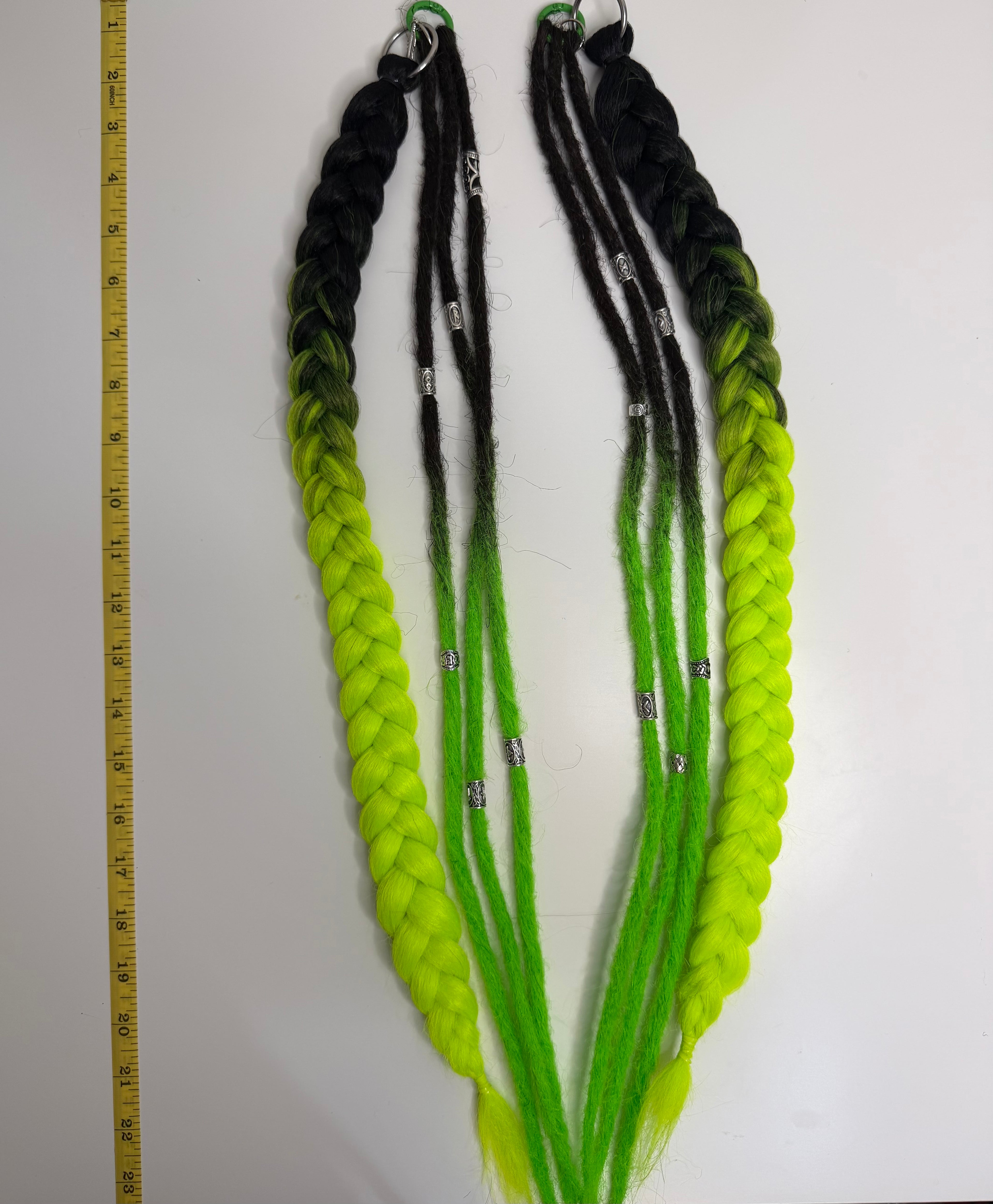 100% Handmade Playa Hairfall: No-MOOP Burning Man Braids & Dreadlock Extensions Green 2