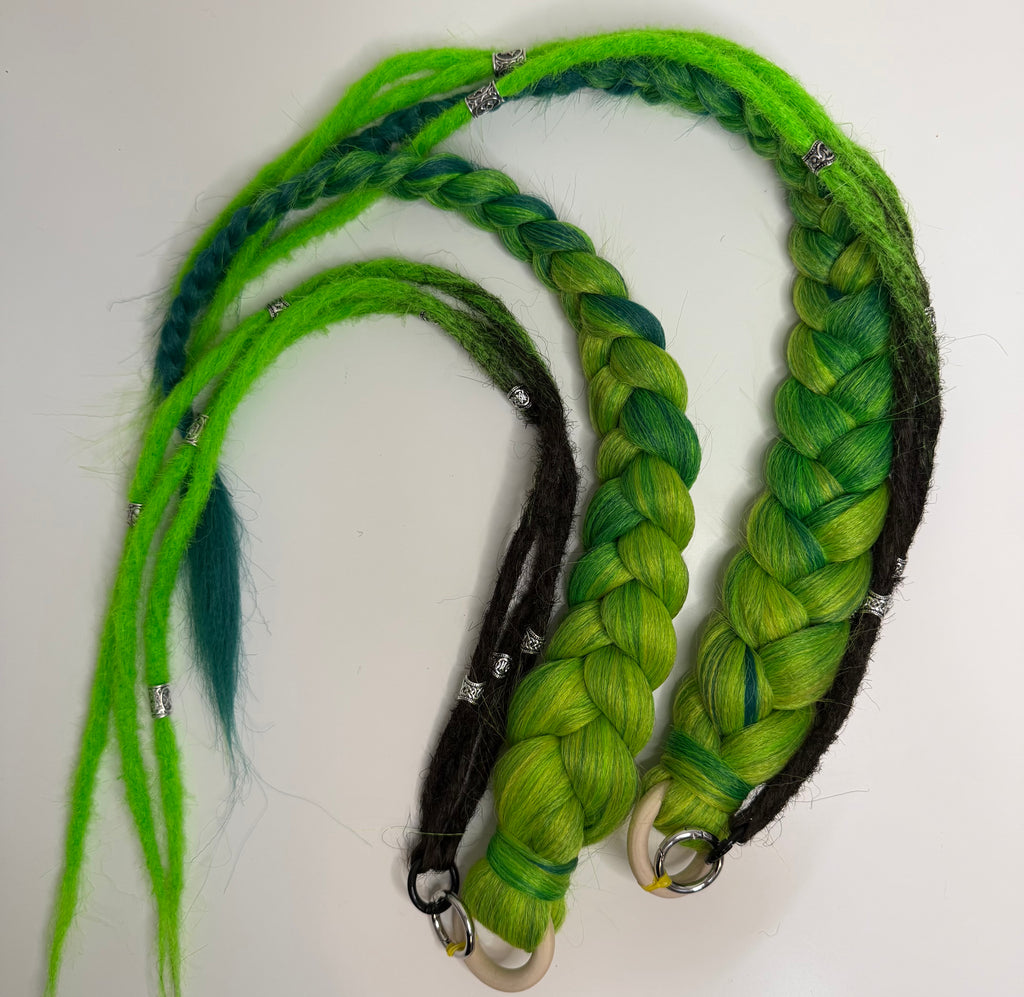 100% Handmade Playa Hairfall: No-MOOP Burning Man Braids & Dreadlock Extensions Green 1