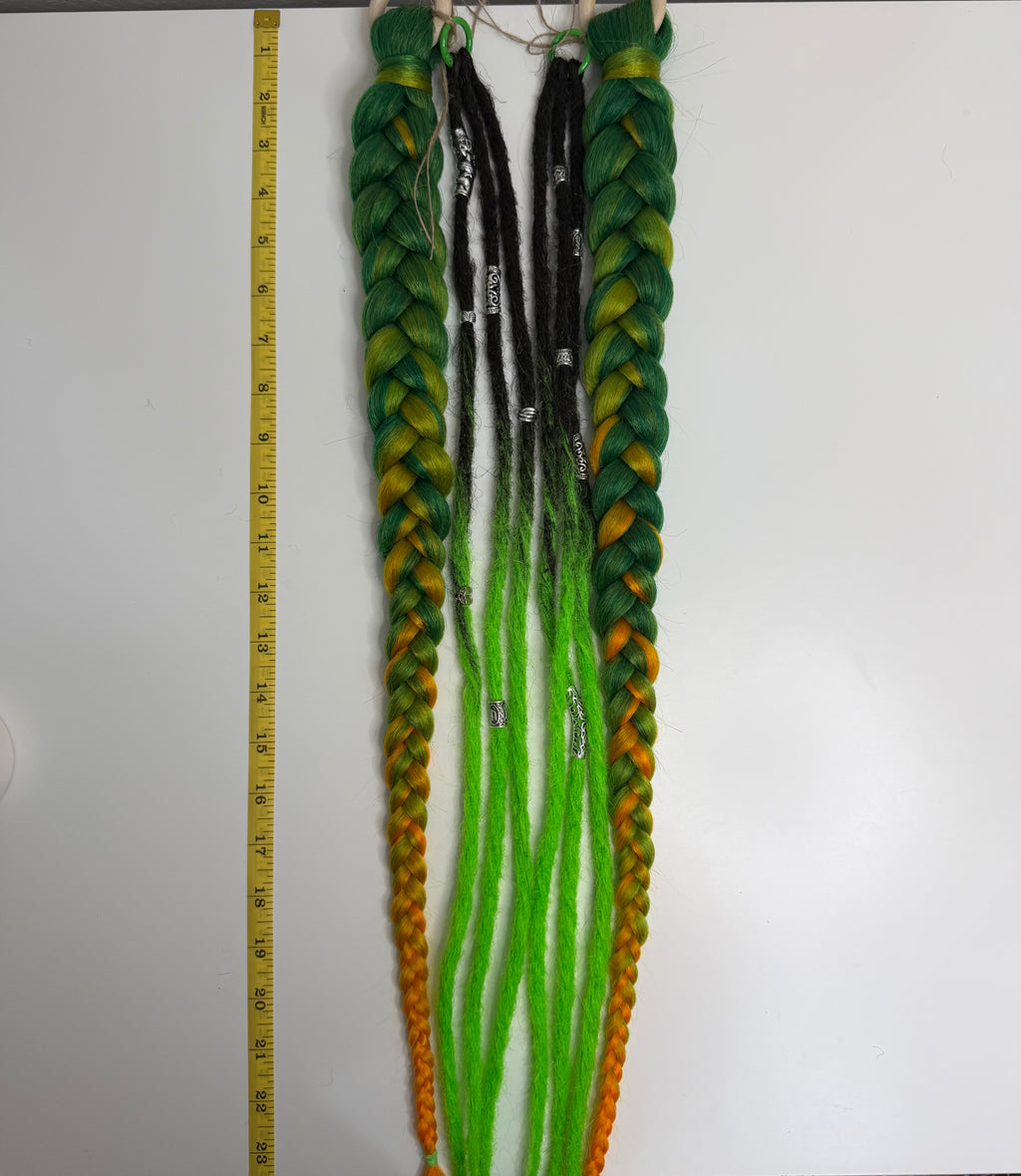 100% Handmade Playa Hairfall: No-MOOP Burning Man Braids & Dreadlock Extensions Green 3