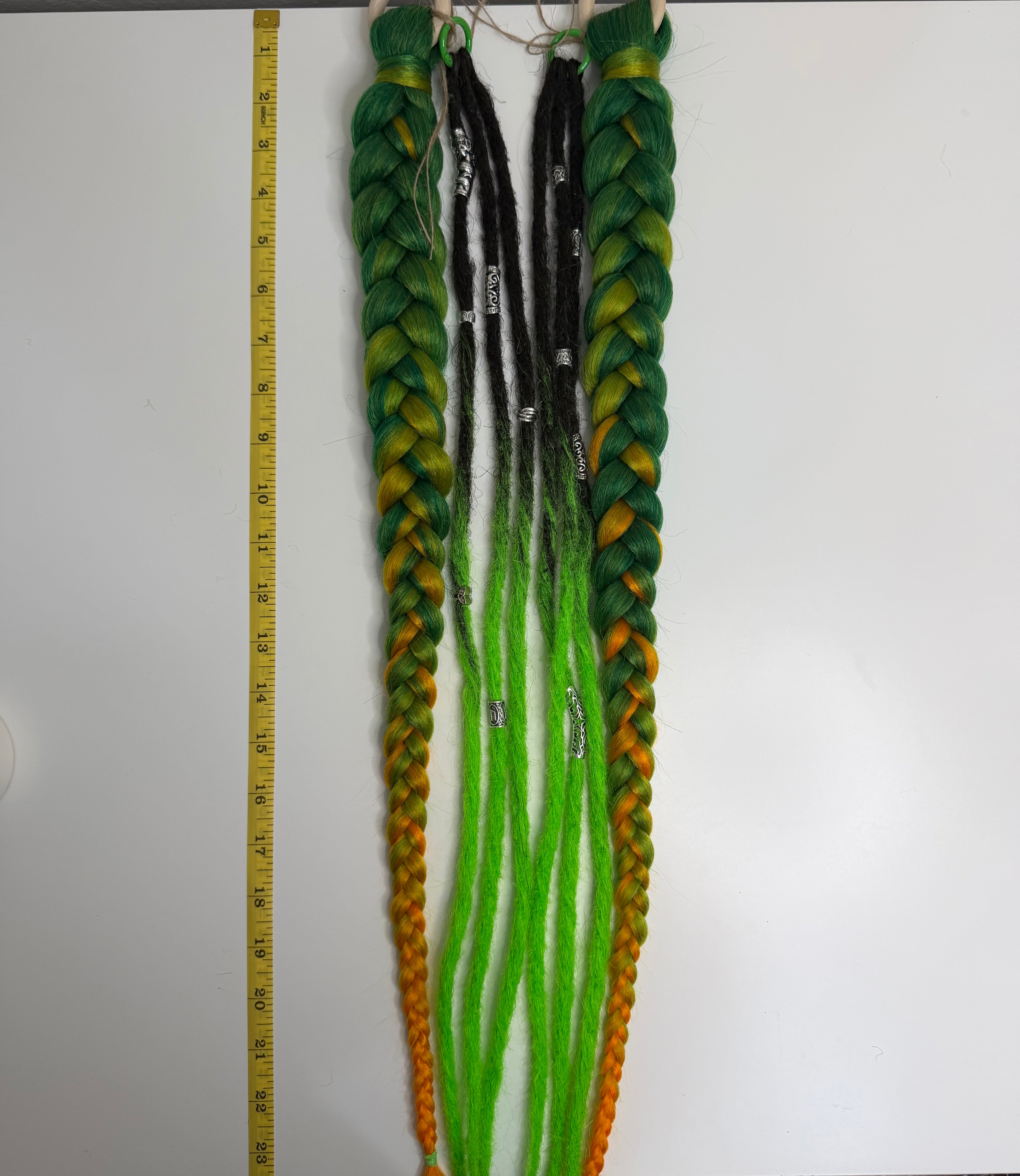 100% Handmade Playa Hairfall: No-MOOP Burning Man Braids & Dreadlock Extensions Green 3