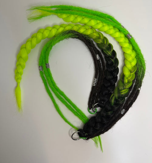 100% Handmade Playa Hairfall: No-MOOP Burning Man Braids & Dreadlock Extensions Green 2