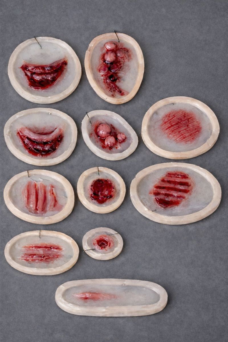 Silicone FX Fake Scar Set – 11 Pieces – Realistic Fake Wounds for Halloween, Cosplay & Theater