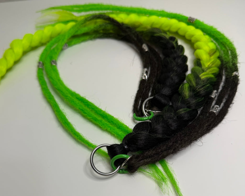 100% Handmade Playa Hairfall: No-MOOP Burning Man Braids & Dreadlock Extensions Green 2