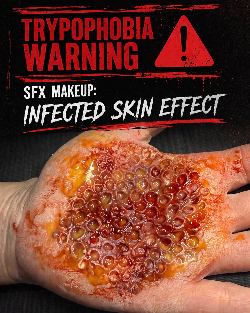 Trypophobia (Fear of Holes) Silicone SFX Prosthetic Appliance
Trigger Warning: Trypophobia (Fear of clustered holes/bumps)