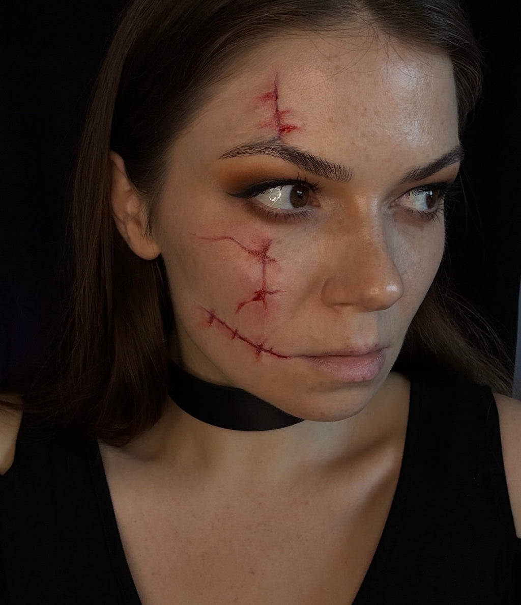 Lightweight Horror FX Facial Scar Prosthetic Hyper-Realistic | Latex-Free Silicone